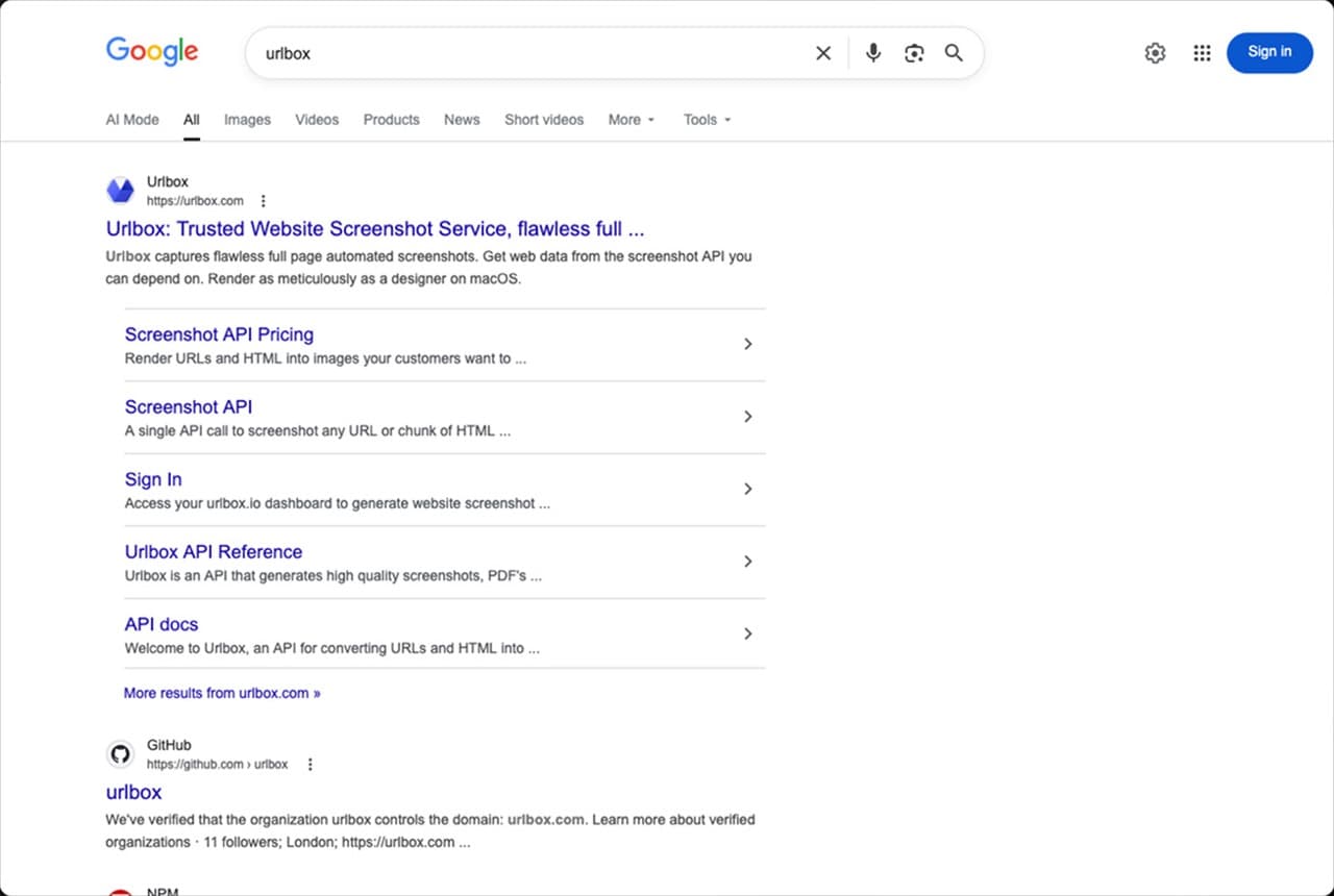 The same Google results, clean