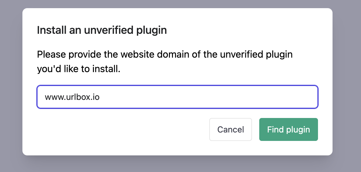 install unverified plugin urlbox.com