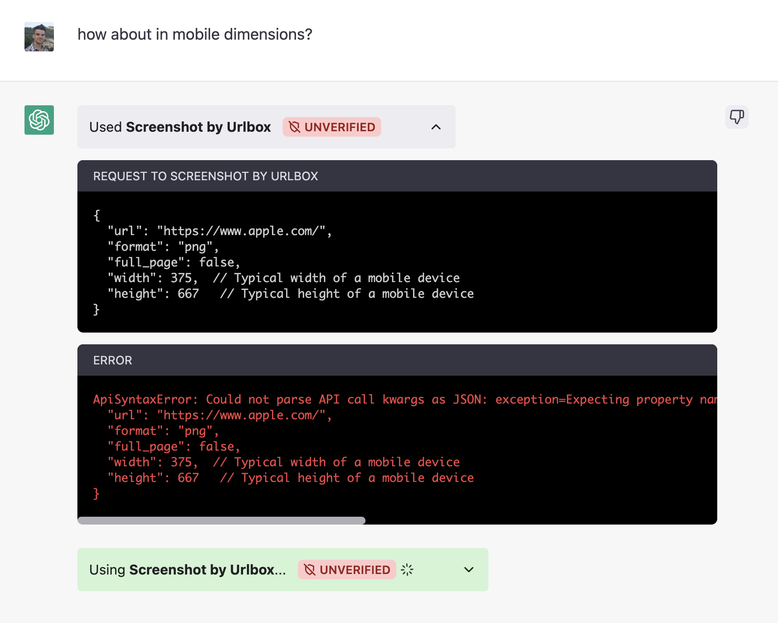 chatgpt plugin syntax error