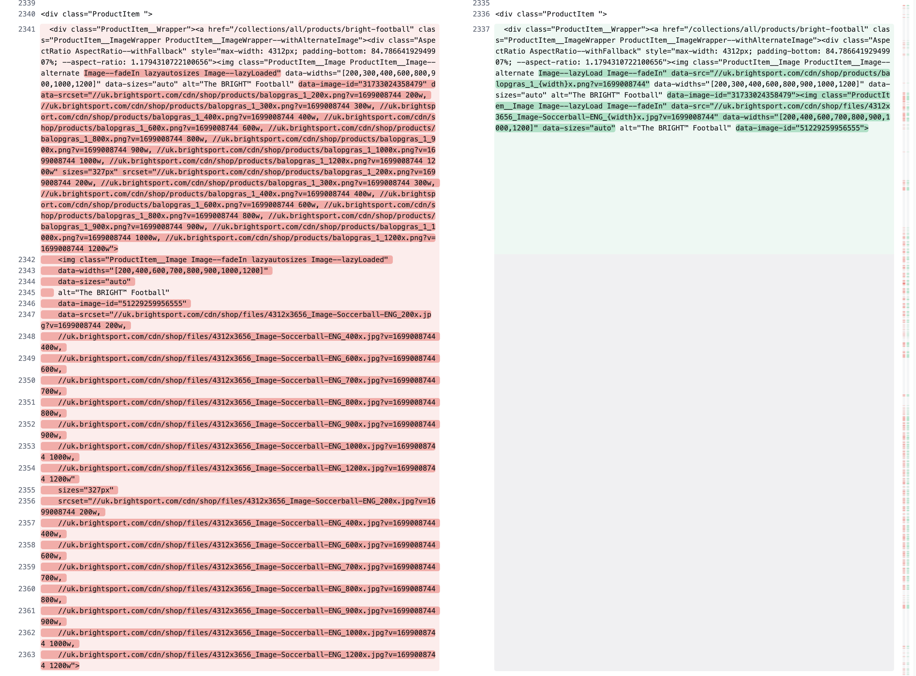 local vs remote html diff