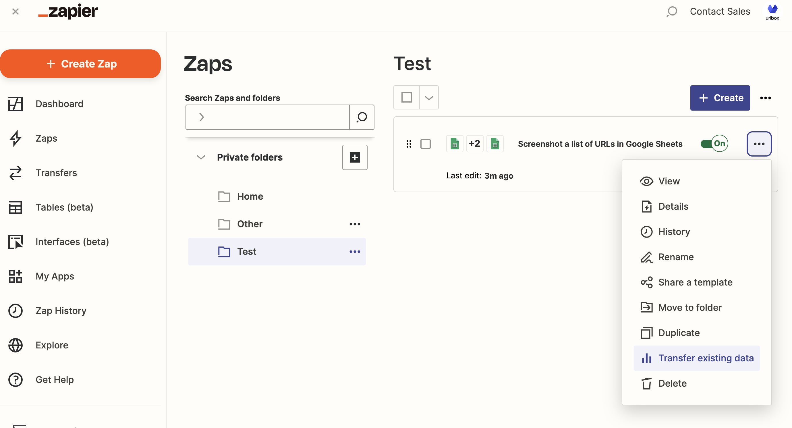 transfer existing data