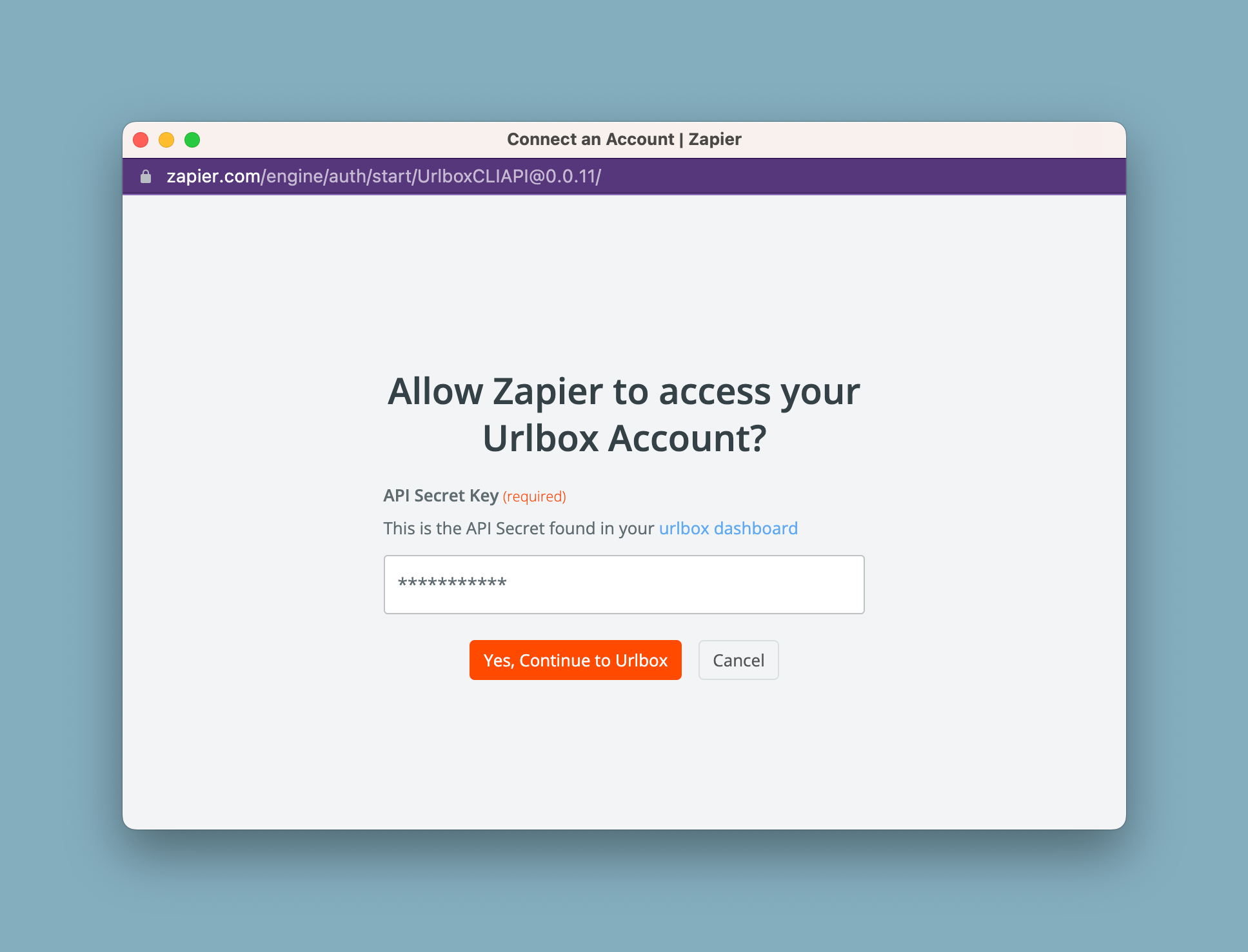 Urlbox auth