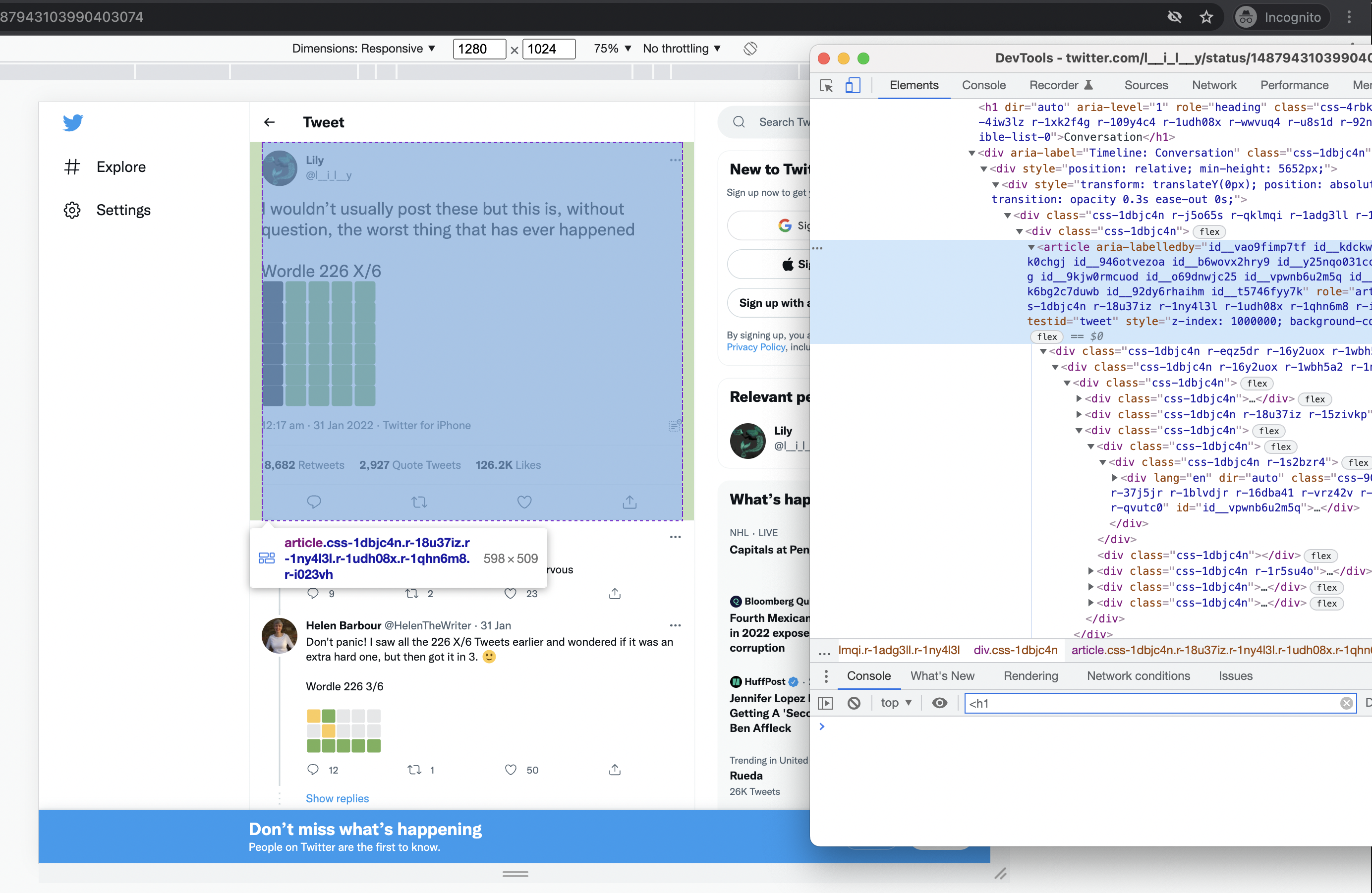 selecting tweet element