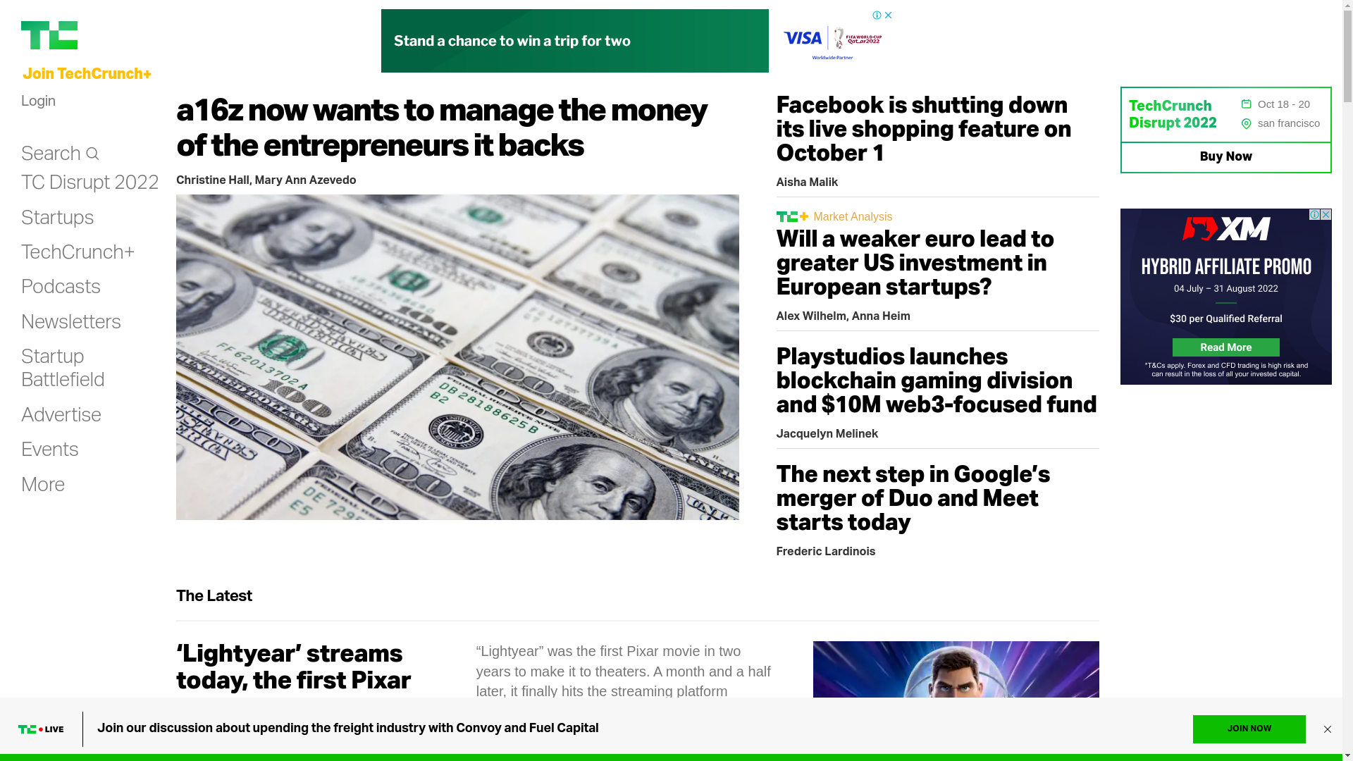 The screenshot PuppeteerSharp took of the TechCrunch homepage