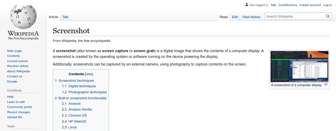 Wikipedia screenshot