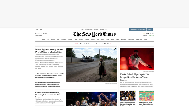 screenshot taken of the NYT sans ads with Urlbox