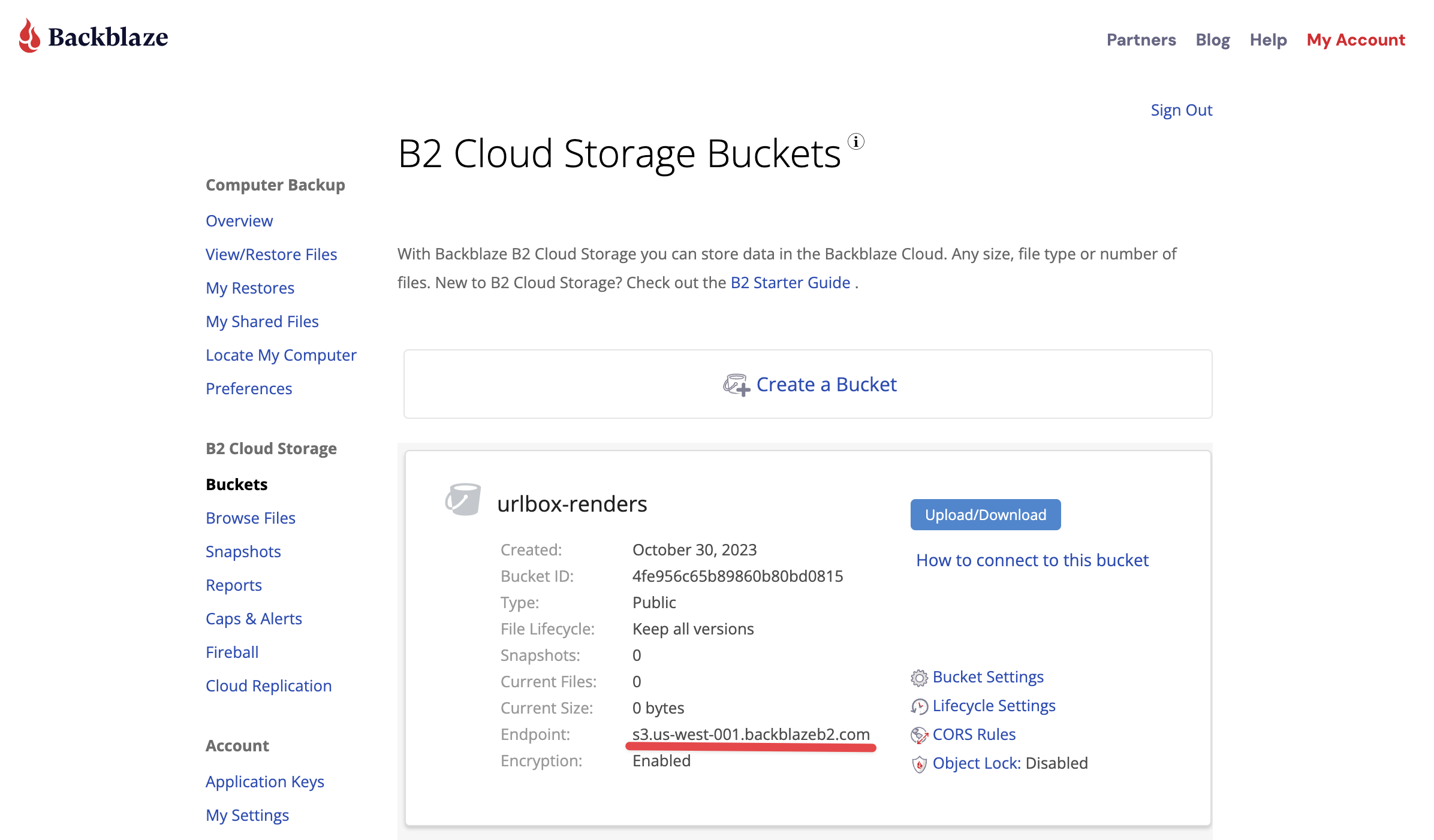 b2 bucket endpoint