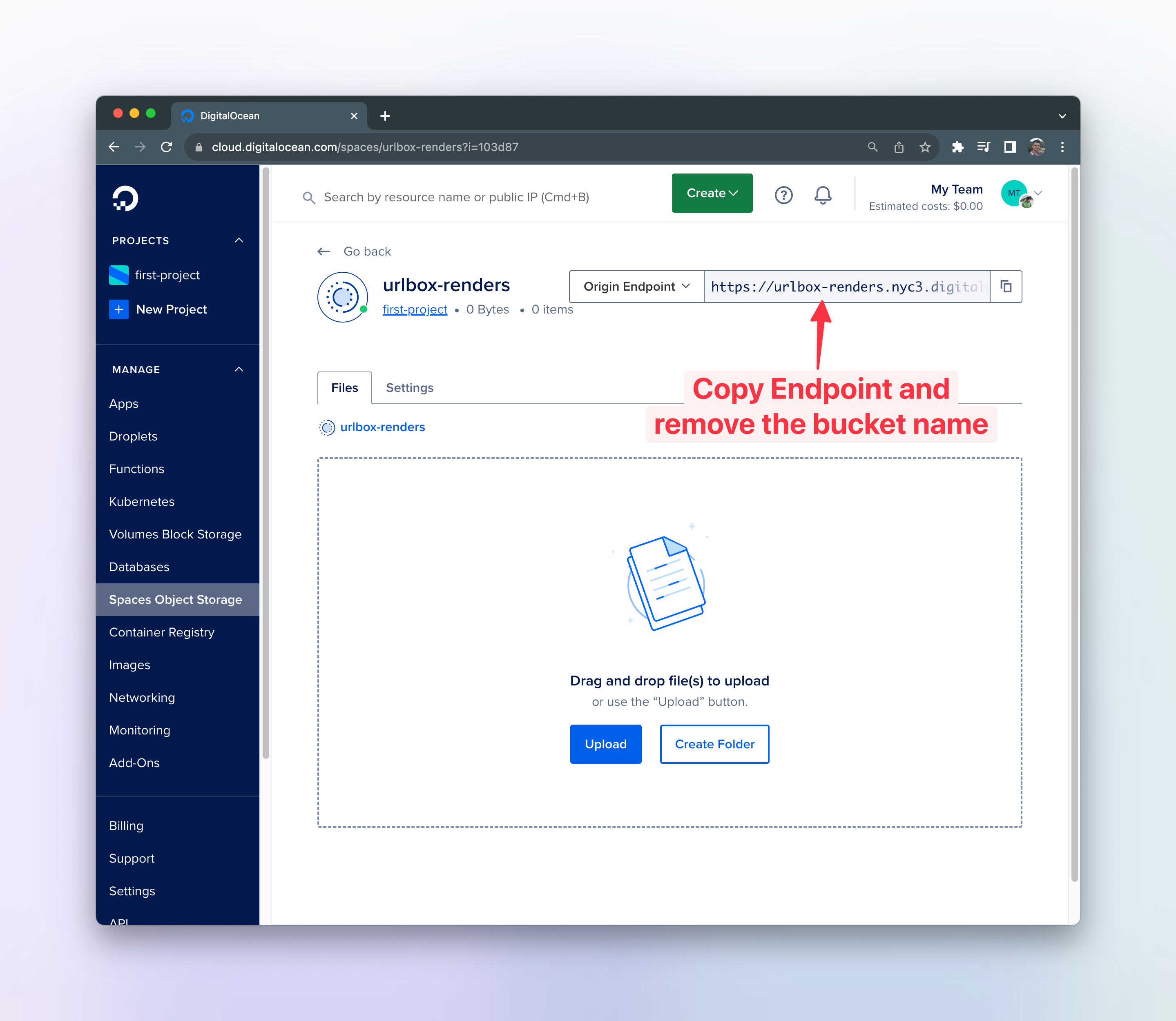 spaces bucket endpoint