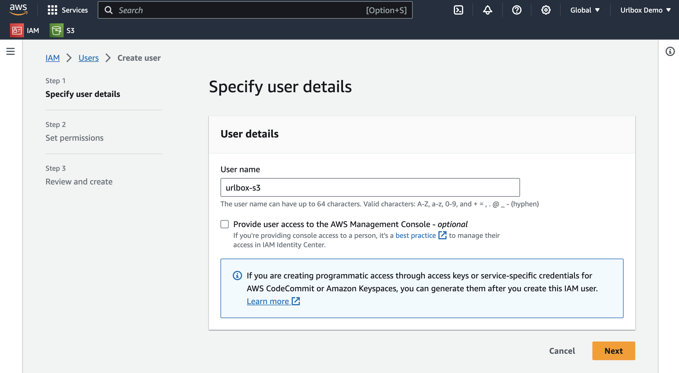 create IAM User