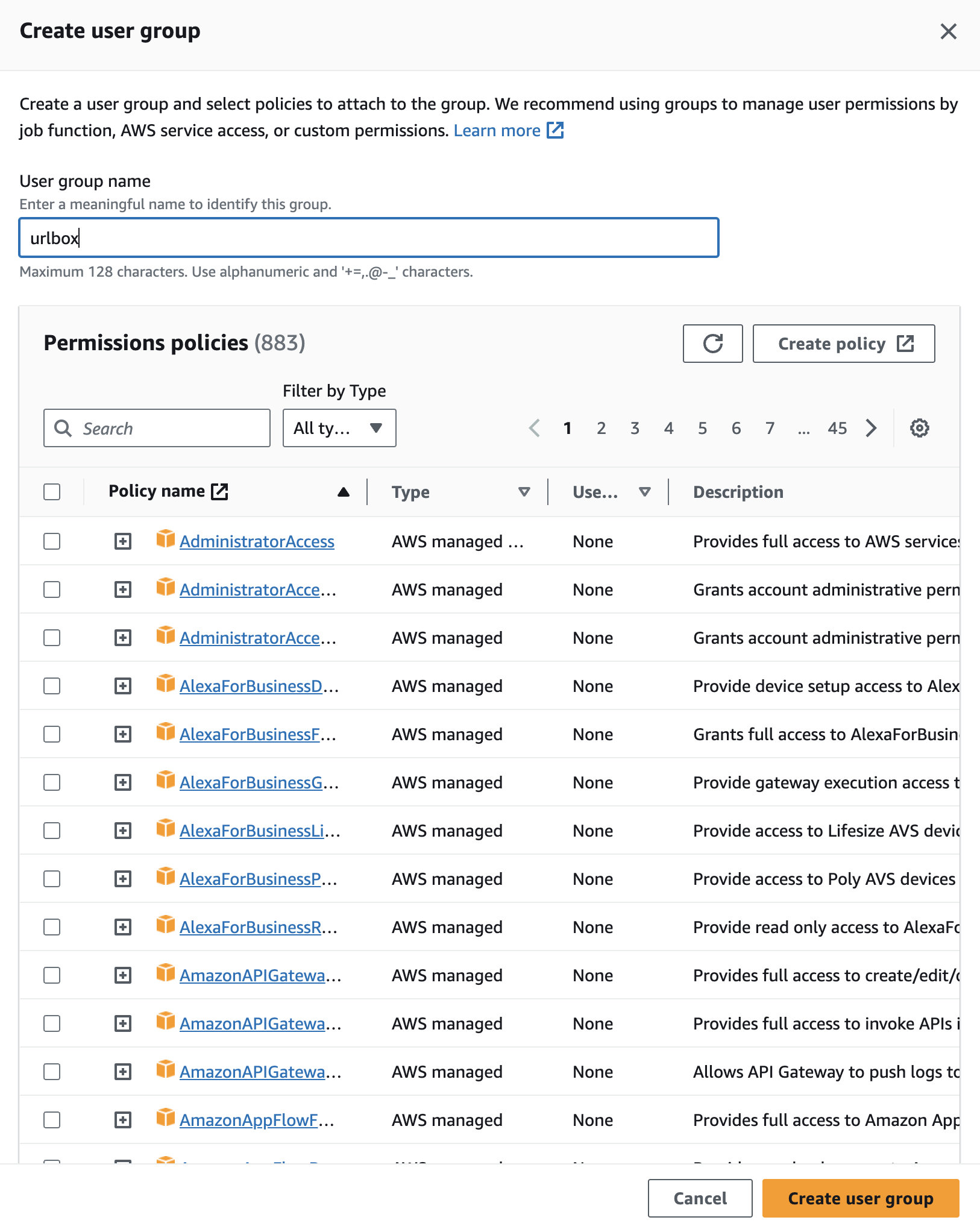 create User group