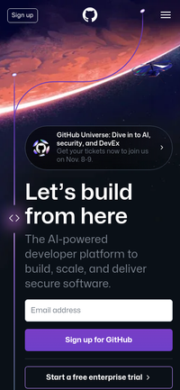 Mobile thumbnail render of github.com