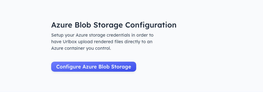 Azure Blob Storage Configuration section