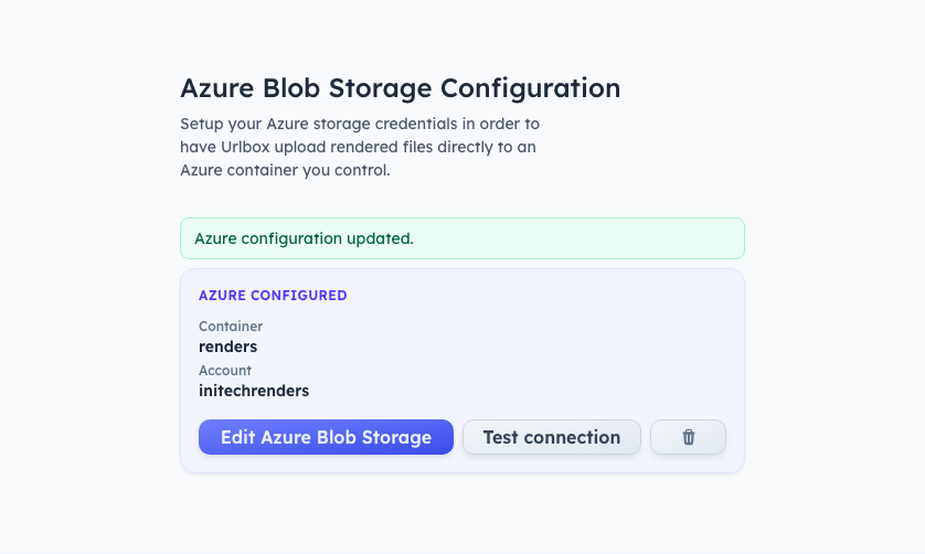 Azure configuration saved