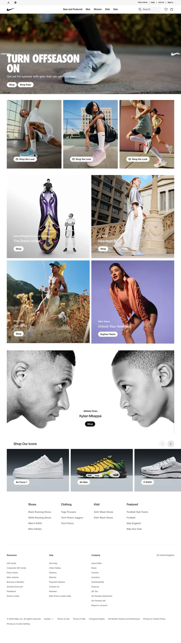 Nike website screenshot taken with Stillio